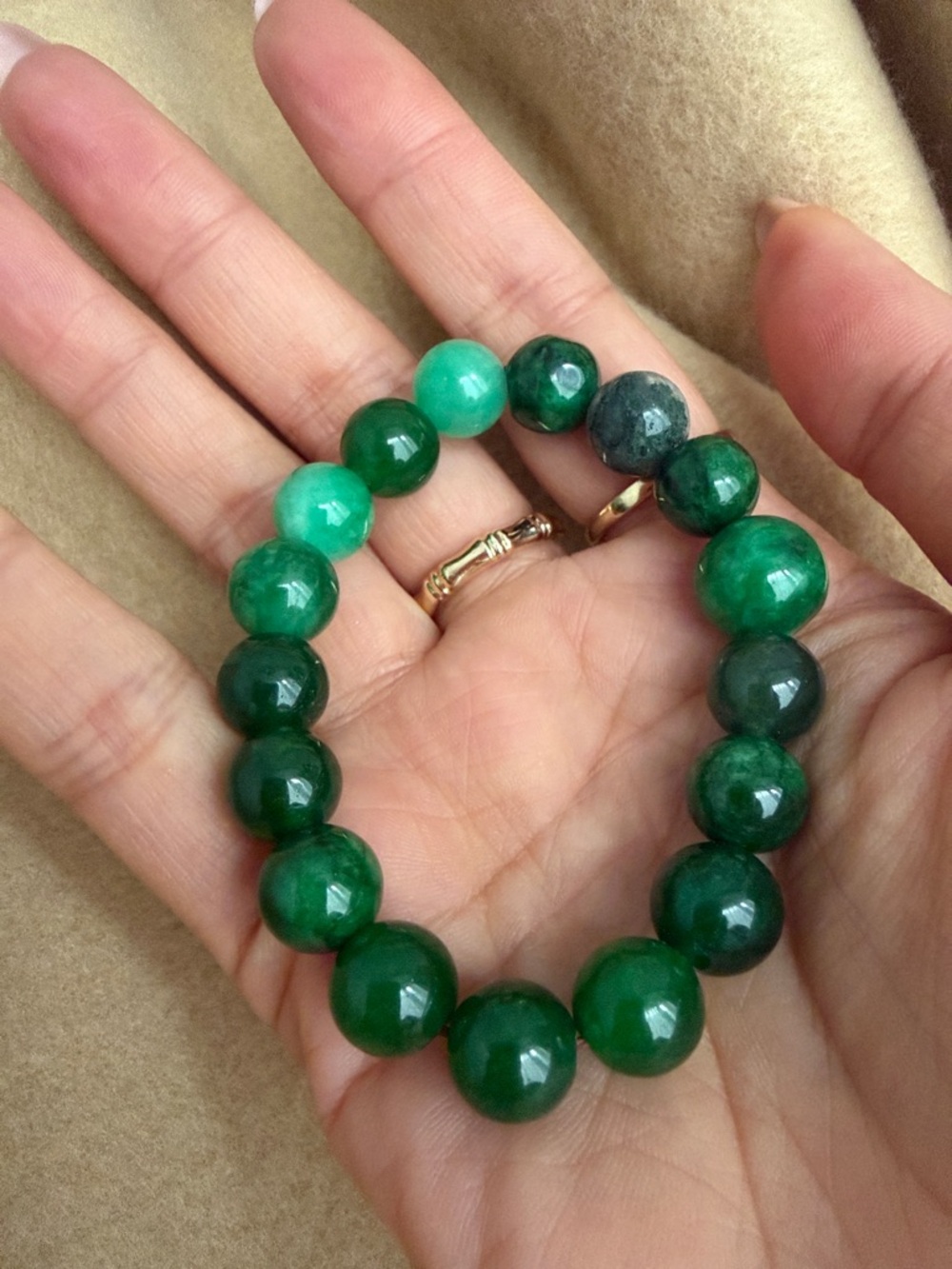 Green Agate Beaded Bracelet - Women Jewelry